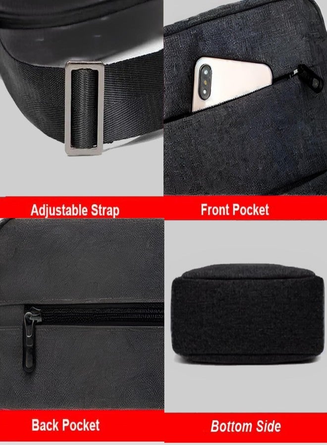 ZIPEX Black Sling Bag for Men | Adjustable Strap | Crossbody Shoulder Bag, Stylish Travel, Office & Daily Use Sling Pouch | Side bag - Image 4